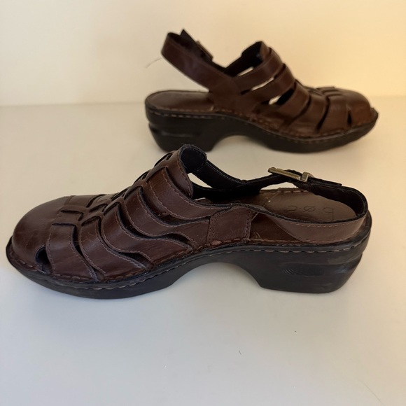 boc Women's Woven Mule Adjustable Strap Size 8 Brown Faux Leather with Buckle - Picture 3 of 13